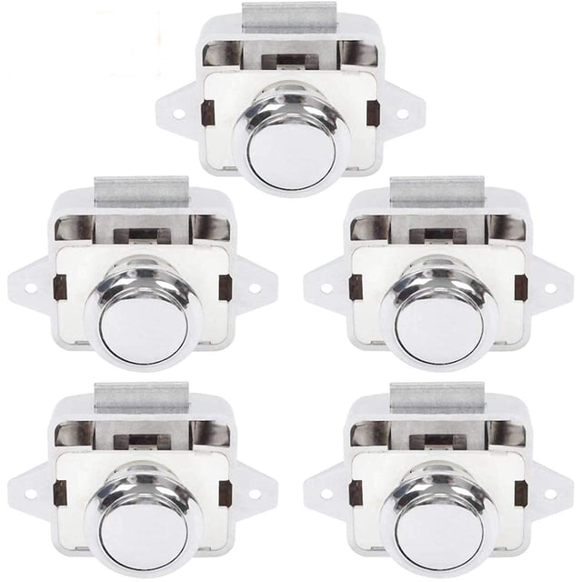 Botón de flor de sol, pestillo sin llave, cierre de cerradura para muebles, perilla de puerta de armario para RV, Motor, caravana, 5 uds., Plata JM