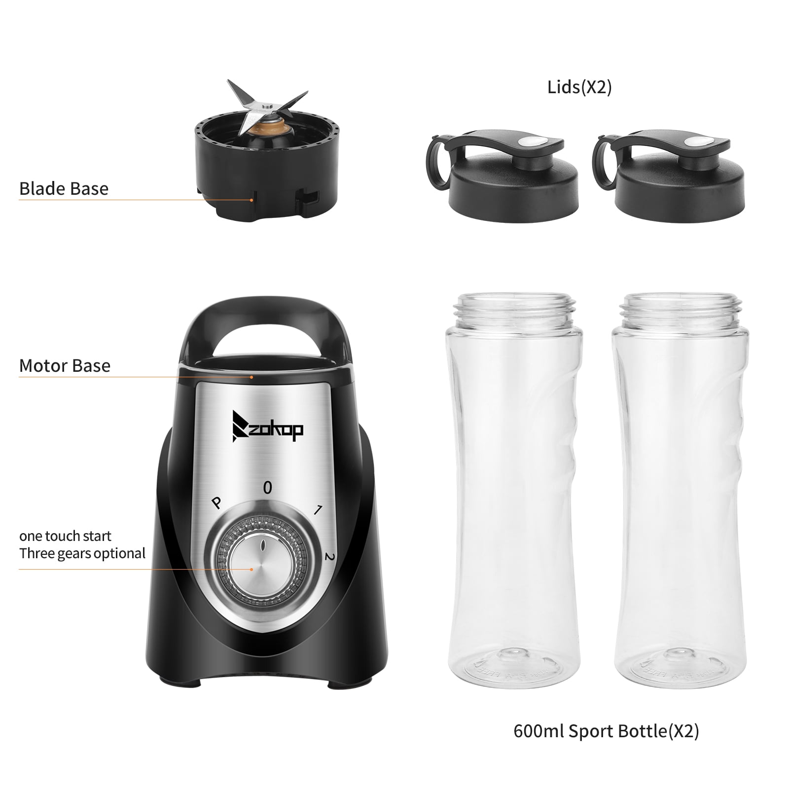 DoubleCare 20 Oz Portable Blender for Smoothies, 4000mAh  Electric Juicer, 270W Motor, BPA-Free & IP67 Waterproof, USB Fresh Juice  Blender with 2 Mixing Modes for Travel, Gym: Home & Kitchen
