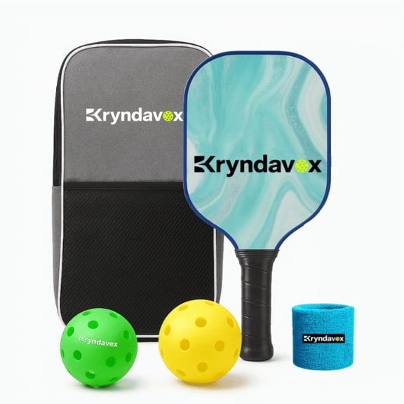Kryndavox Pickleball Paddle Set of 1，USAPA Approved Carbon Fiber/Fiberglass Pickleball Racket for Men and Women (Fiberglass-Blue)