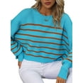 thumbnail image 6 of Biekopu Women Loose Sweater Striped Print Cute Long Sleeve Pullover Tops Knitwear for Fall Warm Streetwear, 6 of 7