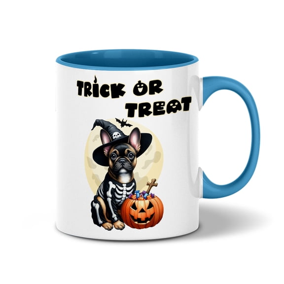Trick or Treat French Bulldog Needs Candy Happy Halloween Night 11oz Accent Two-tone Mug Dog Lover Gifts Coffee Tea Cup - 02020