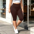 thumbnail image 5 of HomeDM Plus Size Capri Leggings for Women High Waist Workout Yoga Pants Brown Lounge Tummy Control Running Size 4XL, 5 of 6