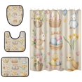 thumbnail image 2 of 4-Piece Bathroom Set with Waterproof Shower Curtain with Non-Slip Bath Mat, U-Shaped Mat & Toilet Lid Cover Cute Bunnies and Chicks, 2 of 8