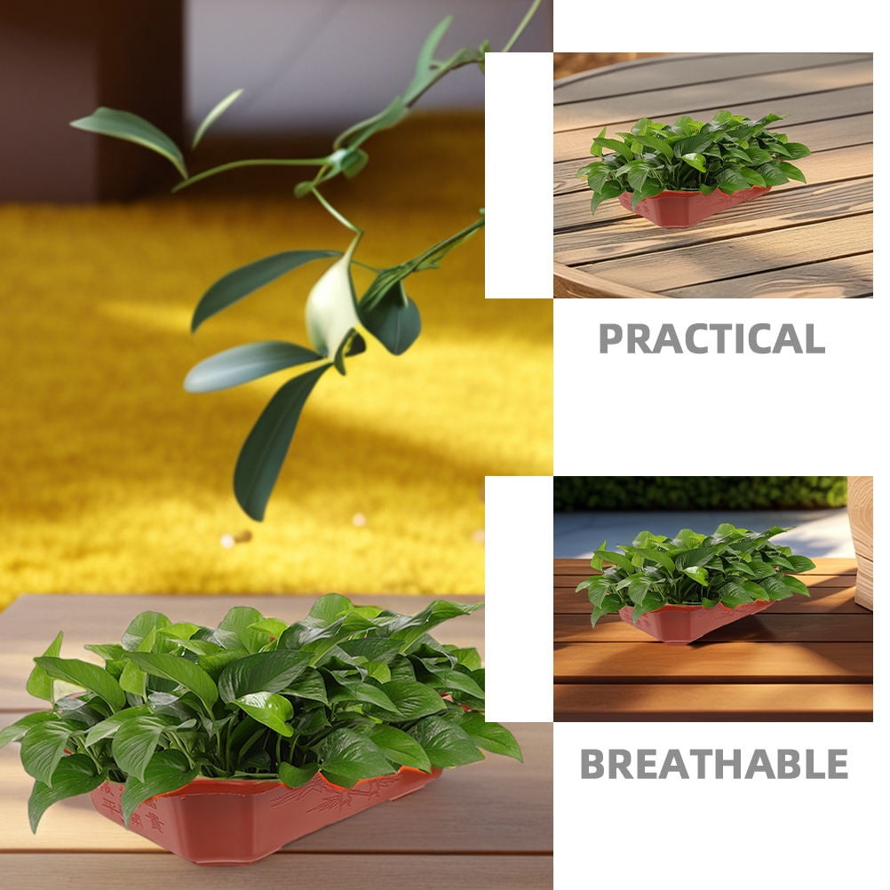 ELAYARD Set of 10 Dark Red Plastic Bonsai Planter Pots with Drainage Holes, Breathable Design for Indoor and Outdoor Gardening