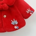 thumbnail image 6 of LFEOOST Baby Girls Faux Fur Coats Winter Cloak Jacket Thick Warm Capes Infant Kids Dress Coat with Bow Pompom Balls 6 Months-2 Years Red 6-9 Months, 6 of 6