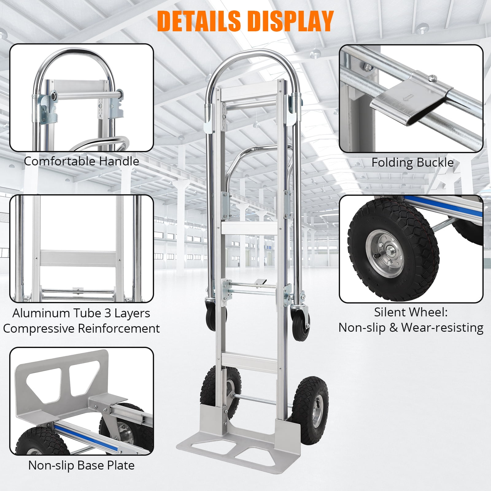 Garvee Folding Hand Truck,2-in-1 Aluminum Dolly Cart with Wheels,770 LBS Capacity Heavy Duty Hand Trucks for Transport and Moving