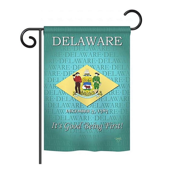 Breeze Decor BD-SS-GS-108139-IP-BO-D-US13-BD 13 x 18.5 in. Delaware Americana States Impressions Decorative Vertical Double Sided Garden Flag Set with Banner Pole