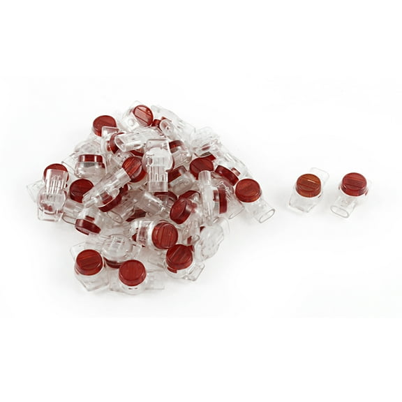 Unique Bargains 40 Pcs Data Phone Wire  Splice 3 Ports UR Connectors Red Clear