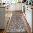 thumbnail image 2 of Luria Rugs Easy Care 2'6" x 7' Non-Slip 7 Foot Long Runner Rug for Entryway, Kitchen, Hallway, Bedroom, Bathroom Vintage Oriental - Stain Resistant & Durable, Moreno Collection - Red/Walnut, 2 of 7