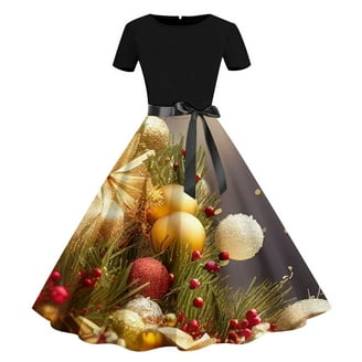 IROINNID Christmas Dresses for Women Short Sleeve Ugly Print Xmas Party  Dress A-Line T-Shirt Cocktail Dress,Hot Pink - Walmart.com