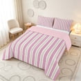 thumbnail image 3 of Manfei Classic Stripe Full Size Comforter Sets,Modern Geometric Bedding Comforter Set, Blush Pink White, Pink Reversible 3 Pieces, 1 Comforter and 2 Pillowcases, 3 of 6