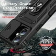 thumbnail image 3 of ELEHOLD Case for iPhone 16 Plus, Military Grade Heavy Duty Protection Case with Slide Camera Cover & Rotated Ring Kickstand,Black, 3 of 8