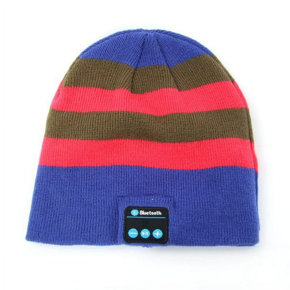 Viworld Women Men Bluetooth Smart Cap Winter Warm Beanie Hat Knitted Earphone Wireless Bluetooth Cap Headphone Headset Speaker Mic Blue