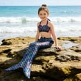 thumbnail image 2 of shqvo Girls Mermaid Bathing Suit 3PCS Hot Spring Bikini Swimsuits with Fish Tail Kids Beach Costume Set for Kid, 2 of 3
