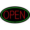 thumbnail image 1 of Red Open Green Oval LED Neon Sign 13 x 24 - inches, Black Square Cut Acrylic Backing, with Dimmer - Bright and Premium built indoor LED Neon Sign for storefront., 1 of 7