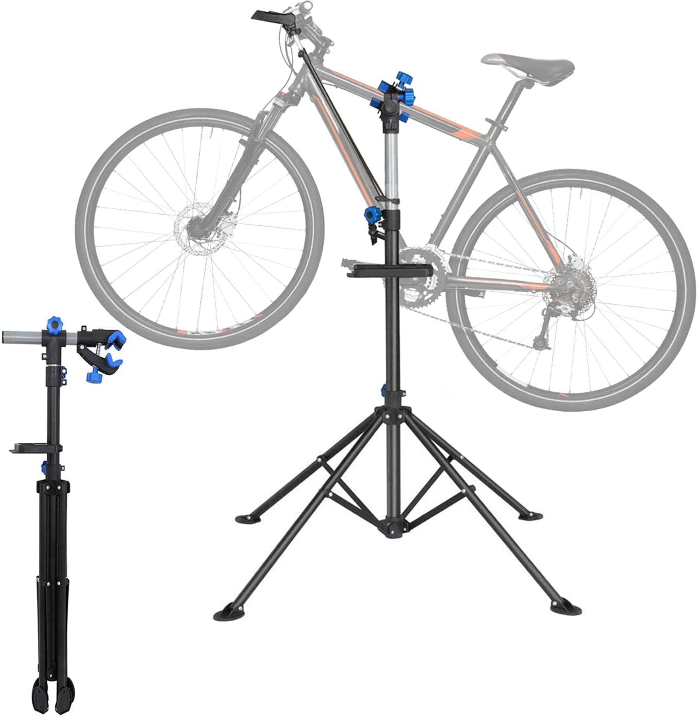 Bike Repair Stand Aluminum Alloy Material Light Weight Foldable Bicycle Repair Rack Workstand Home Portable Bicycle Mechanics Workstand for Mountain Bikes and Road Bikes Maintenance