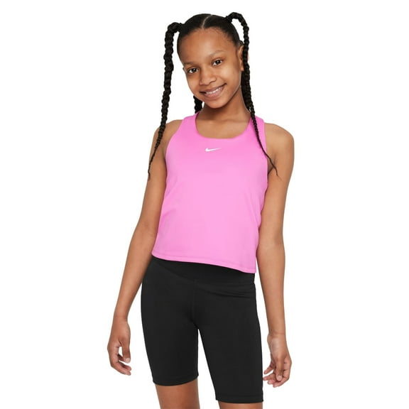 Girls' Nike Swoosh Bra Scoop Neck Tank Top Large Pink White