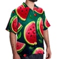 thumbnail image 2 of Watermelon Men's Short Sleeve Printed Poplin Shirt with Spread Collar Tops - Casual Button Down Summer Beach Shirt for Men and Women, 2 of 6