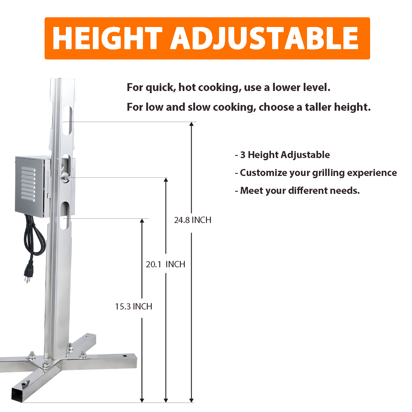iMeshbean Electric BBQ Rotisserie Grill Kit, 220LB Pig Spit Rotisserie Grill, Stainless Steel Pig Rotisserie Kit with 45W Powerful Motor, Adjustable Height