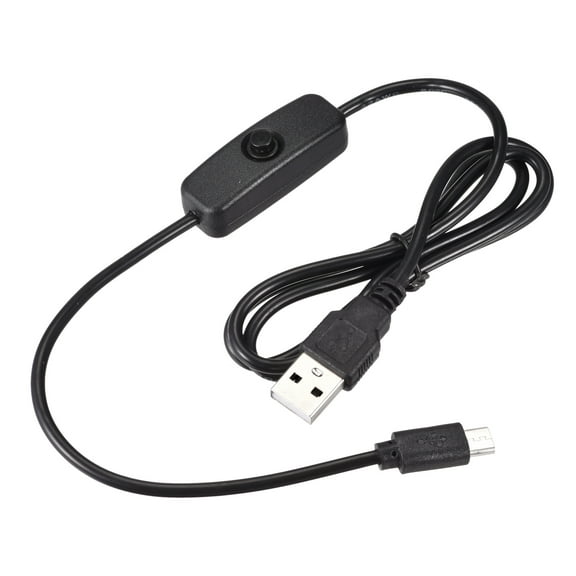 Uxcell USB Male to Micro USB Male Extension Cord with Switch 1M Black 2Pcs