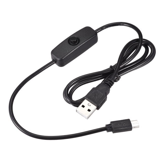 Unique Bargains Rallonge USB Mâle vers Micro USB Mâle avec Interrupteur 1M Noir 2 Pcs