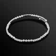 thumbnail image 2 of X & O Adult Female Women's Silver Plated Wire Bangle Bracelet with Polished Beads and White Crystals, 2 of 4