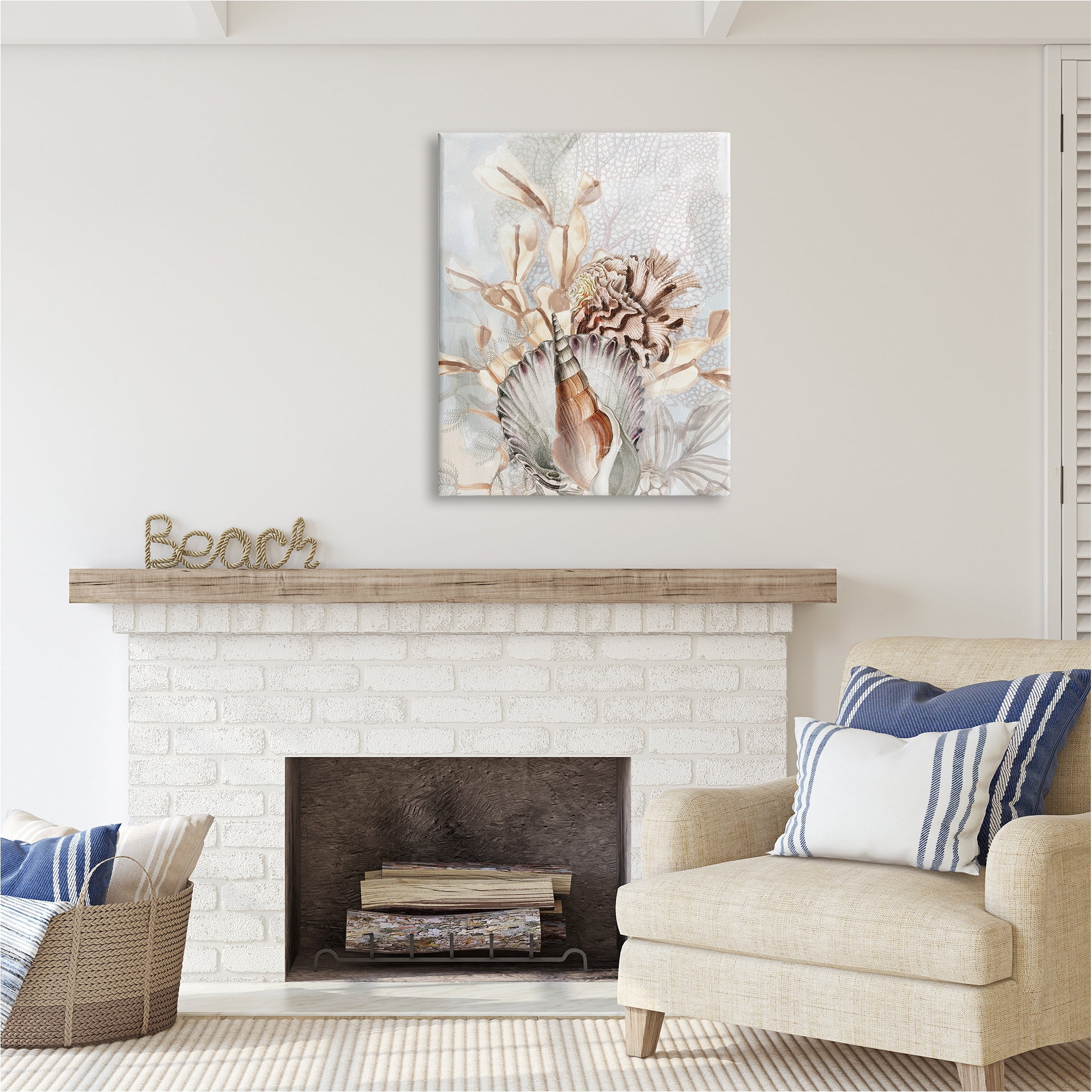 Stupell Industries Various Beige Sea Life Animals & Insects Painting Gallery Wrapped Canvas Art Print Wall Art, 30 x 40