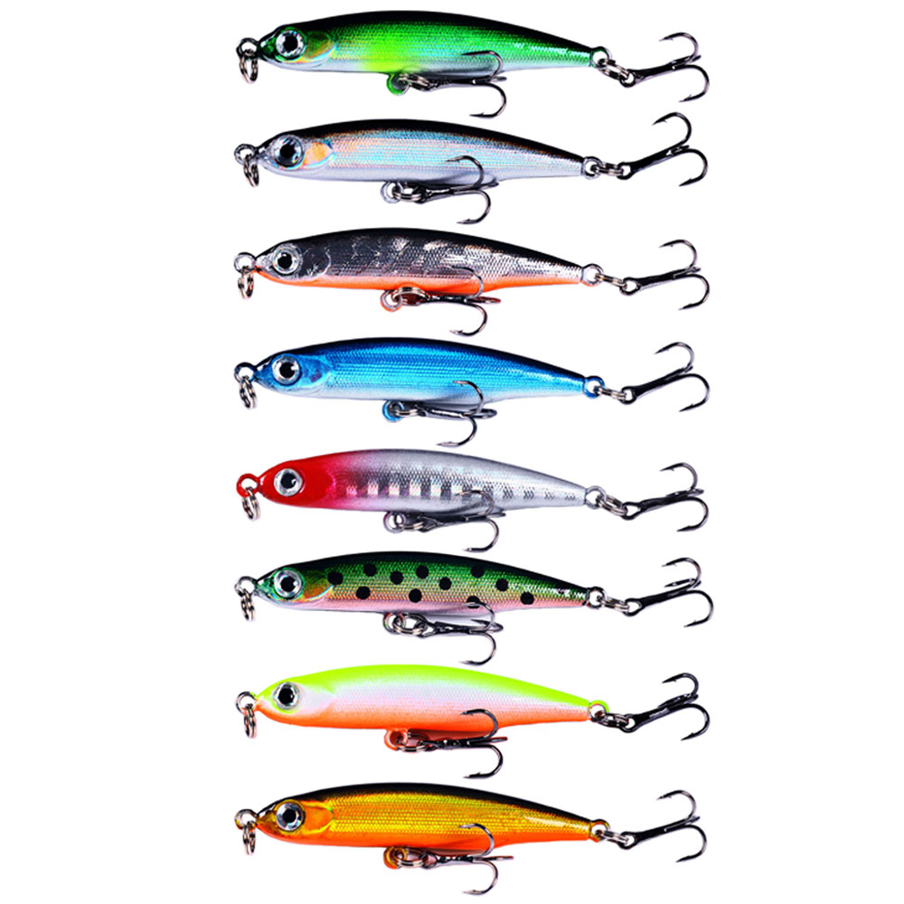 HENGJIA 8PCS Fishing Lures for Bass Pencil Plopper Bass Lures Topwater Minnow Lure Hard Baits Freshwater or Saltwater, 1.97in/0.12oz