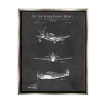 Stupell Industries Vintage Airplane Vehicle Diagram Graphic Art Luster Gray Floating Framed Canvas Print Wall Art, Design by Karl Hronek