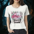 thumbnail image 2 of Godom Halloween Shirts for Women Cute Ghost Graphic T Shirt Halloween Short Sleeve Tee Tops, 2 of 4