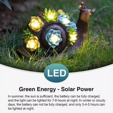10 in Solar Garden Outdoor Decor Statues with Succulent and LED Lights