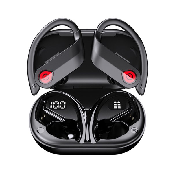 Audífonos Deportivos Inalámbricos Bluetooth 5.3 con Ganchos para Oído Micrófono HD Pantalla LED Doble 140h de Reproducción IPX7 Resistentes al Agua
