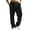 Black, variant on WTOBBY Men's Casual Waffle Knit Sports Pants, Solid Color Elastic Waist with Pockets, Comfortable Lounge Joggers for Men, Relaxed Fit,Black L