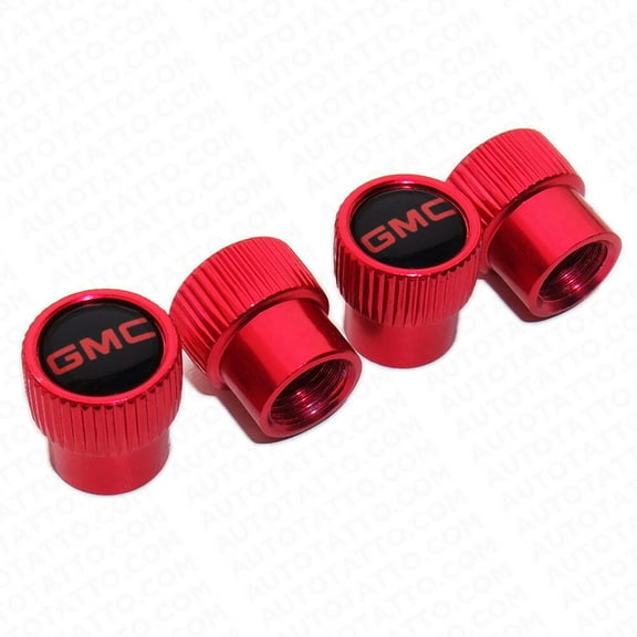 4pcs Universal Fit GMC Car Wheels Tire Air Valve Caps Stem Dust Cover Red