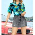 thumbnail image 2 of HAPPY BAY Hawaiian Shirts Womens Tropical Blouse Dress Shirt Short Sleeve Tops Vacation Button up Beach Party Summer Camp Shirts for Women XL Turquoise, Palm Tree Island, 2 of 6