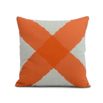 Simply Daisy, 16" x 16" X Marks the Spot, Geometric Print Outdoor Pillow, Orange
