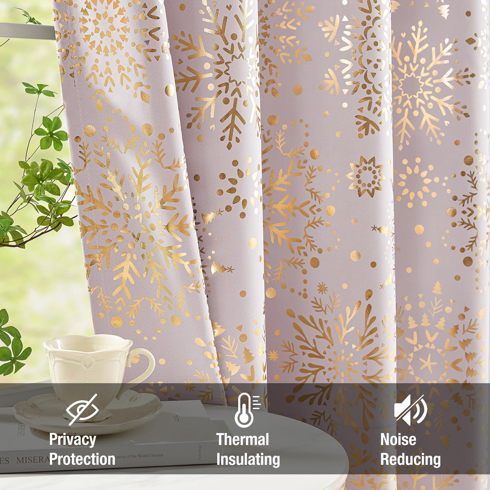 Exultantex Kids Pink Solid Print Winter Grommet Blackout Sliding Glass Door Curtain, 50" x 95" 2 Panels