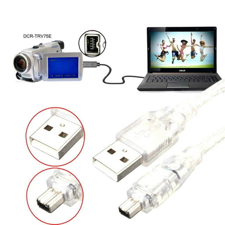Câble adaptateur USB vers FireWire IEEE 1394 iLink 4 broches mâle pour  caméscope DCR-TRV75E DV - 1 m : : Informatique