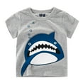 thumbnail image 2 of Toddler Kids Boys Summer Cartoon Car Shark Dinosaur Prints Short Sleeve Crewneck T Shirts Tops Toddler T Shirts Grey 5 Years-6 Years, 2 of 7