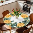 thumbnail image 2 of Orange Rose Wreath Elastic Fitted Round Table Cover Watercolor Flower Waterproof Outdoor Tablecloth for Holiday Party, Picnic, Patio & Dining Fits Tables Up to 55"-60", 2 of 8
