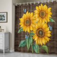 thumbnail image 5 of Vintage Sunflower Shower Curtain, Yellow Floral Butterfly Farm Wood Grain Waterproof Shower Curtain Set with 12 Hooks Lightweight Bath Curtains Fabric Bathroom Decor 36x72 Inches, 5 of 9