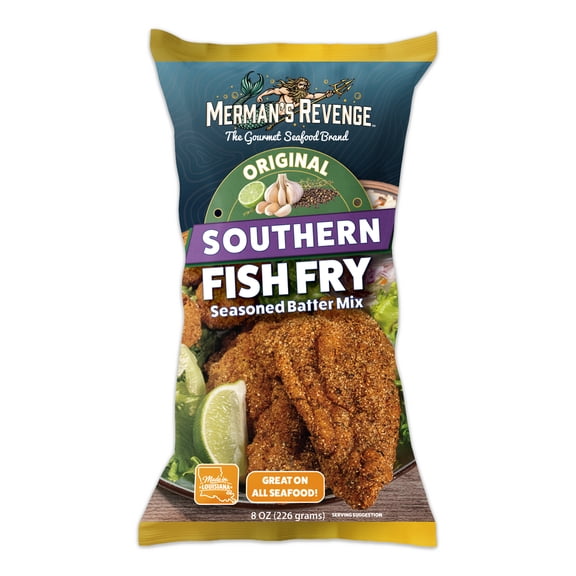 Merman's Revenge Original Southern Fish Fry Batter Mix 8oz Package