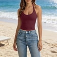 thumbnail image 2 of Women's Slim Fit Halter Tank Top, Solid Color Sleeveless Camisole, Casual Summer Layering Cami, 2 of 7