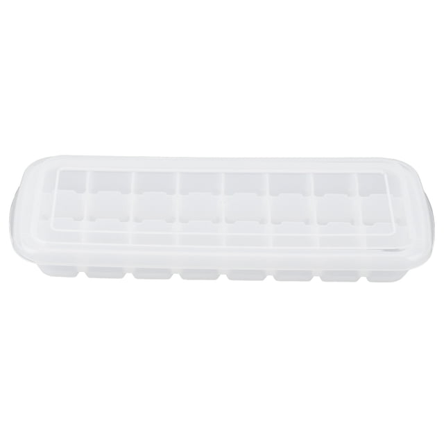 Bandeja de hielo de silicona con 24 cubos pequeños y tapa de PP, molde para hielo de silicona para cocina casera, color blanco
