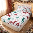 thumbnail image 2 of Manfei Dreamy Reindeer Zipper Queen Comforter Set with Fitted Sheet and 2 Pillowcases, Merry Christmas Snowflake Zipper Bedding Set, White Red Green, Christmas Reversible, 4 Pieces, 2 of 7