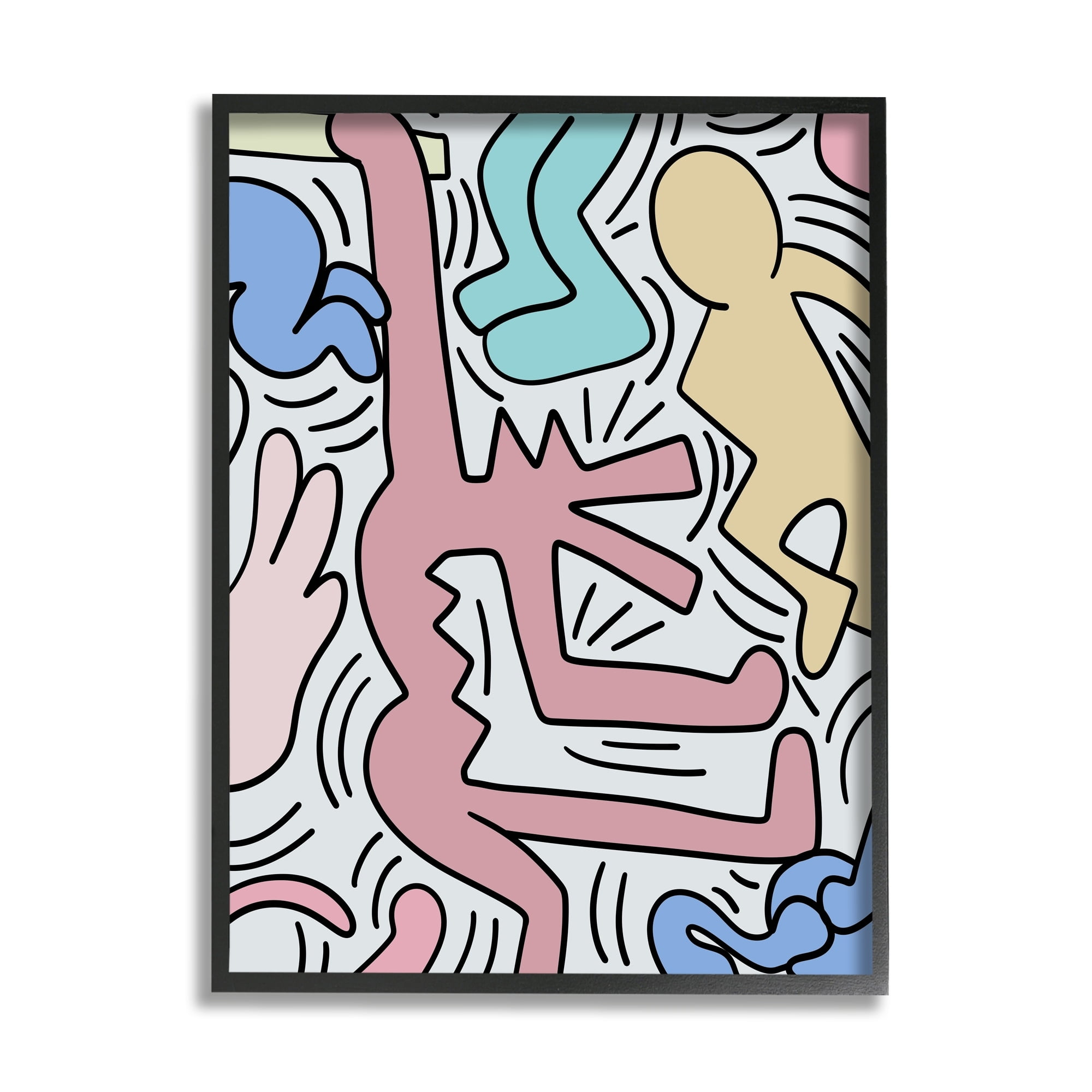 Stupell Industries Pop Style Pastel People Squiggle Lines Design Framed Wall Art, 11 x 14, Design by Ros Ruseva