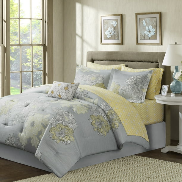 Home Essence Cornell Bed in a Bag Comforter Bedding Set, Gray, Twin