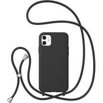 Crossbody Case for iPhone 11,iPhone 11 with Lanyard Strap Protective Case Adjustable Neck Rope Liquid Silicone Soft Cover for iPhone 11 6.1 Inch,Black