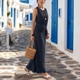 thumbnail image 7 of Lovzfmll Women's Relaxed Crew Neck Sleeveless Solid Maxi Sundress, Loose Casual Vacation Dress Navy, S, 7 of 7