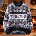 thumbnail image 2 of Miluxas Mens Knit Sweater Grandpa Vintage Knitted Sweaters Oversized Striped Spring Pullover Casual Long Sleeve Pullovers Black, 2 of 3